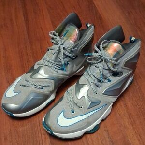 Nike Lebron XIII 13 Gray and Teal Sneakers Size 14